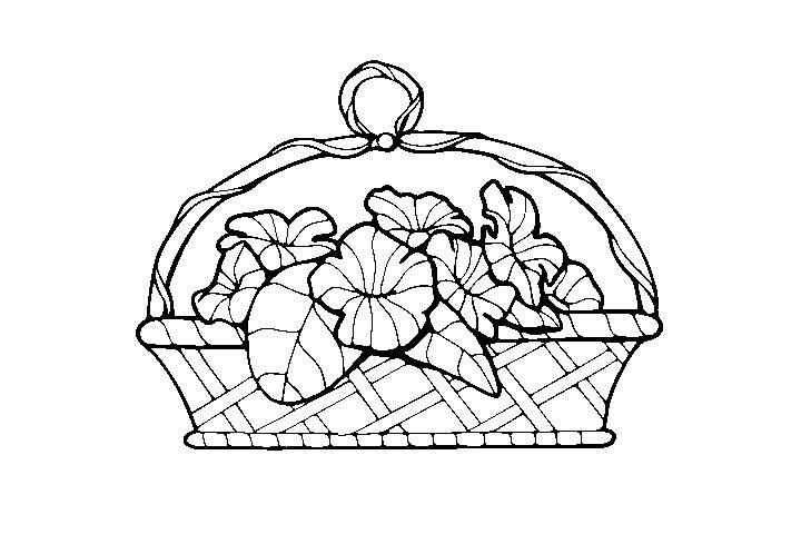 漂亮的花篮填色画