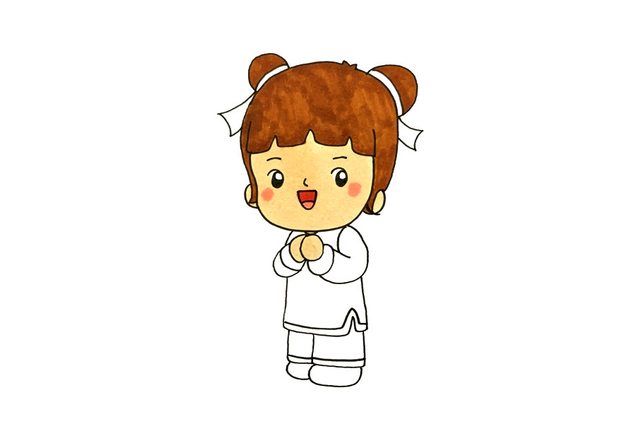 拜年小孩怎么画
