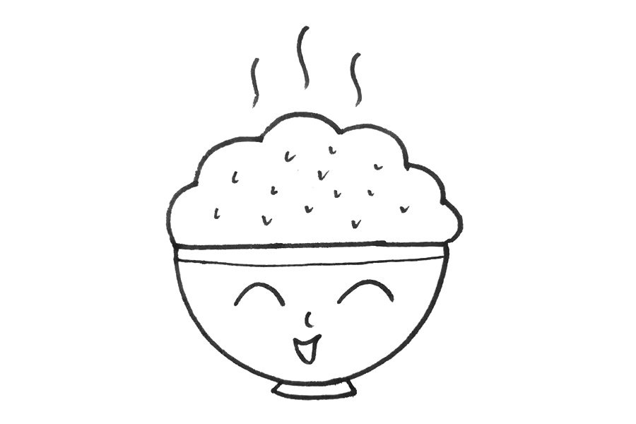 一碗香喷喷的米饭简笔画画法步骤