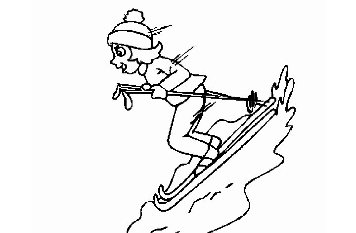 冬天滑雪运动简笔画图片