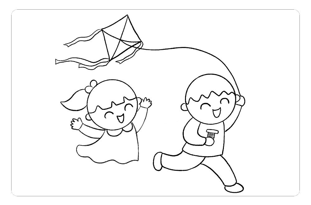 春天放风筝简笔画