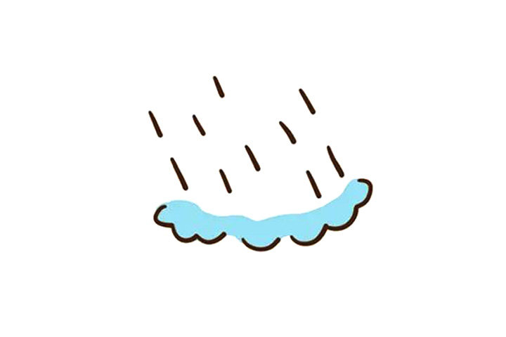 一组表示下雨的天气简笔画图片
