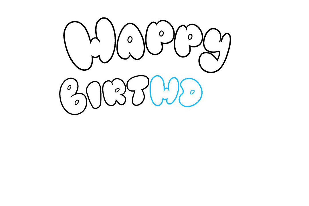 happy birthday艺术字怎么画