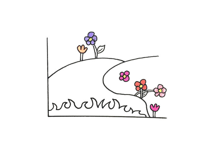 简单漂亮的草地景色怎么画