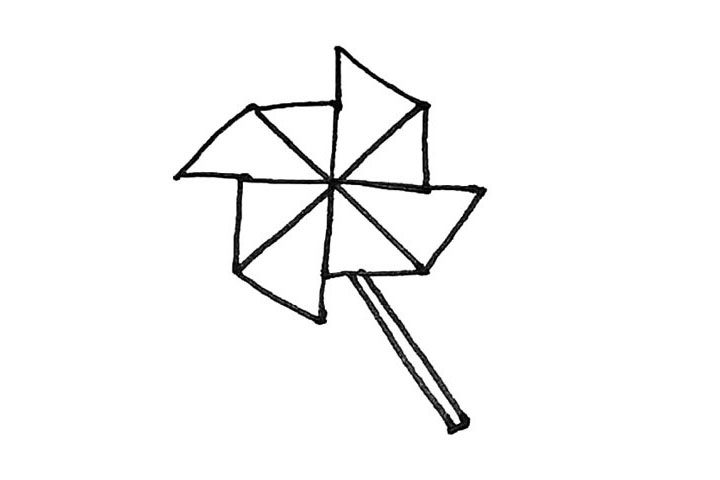 玩具风车简笔画画法步骤