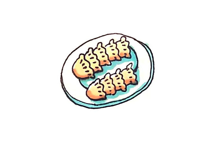 一盘饺子简笔画画法步骤