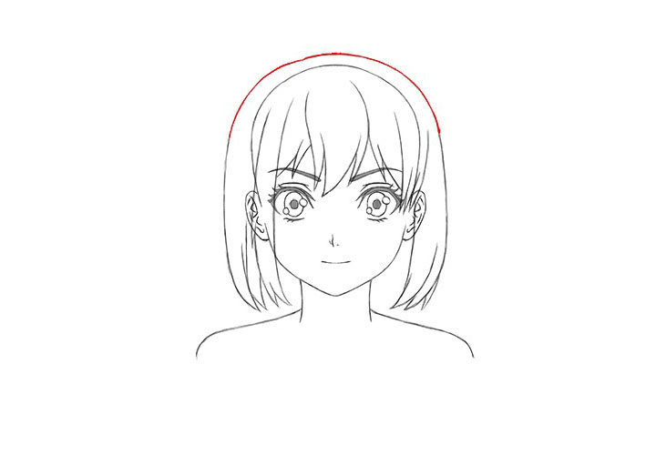 短发女孩漫画正面图怎么画