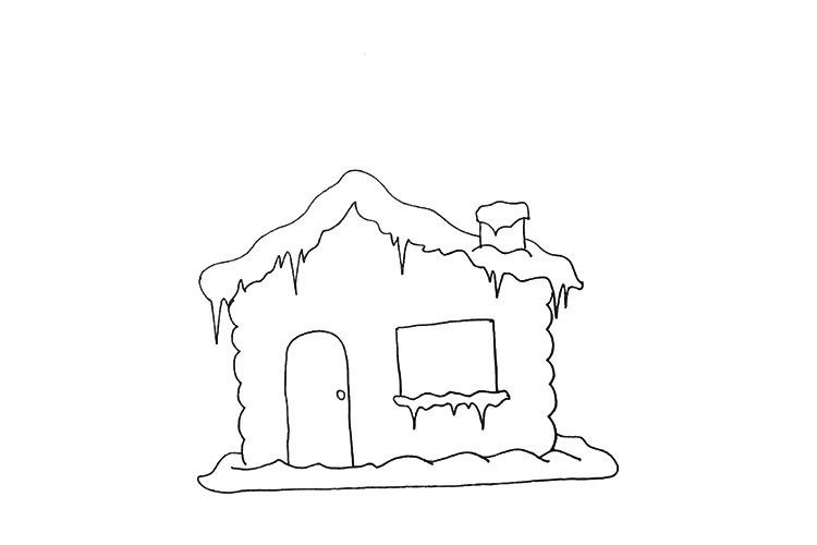 雪屋简笔画教程