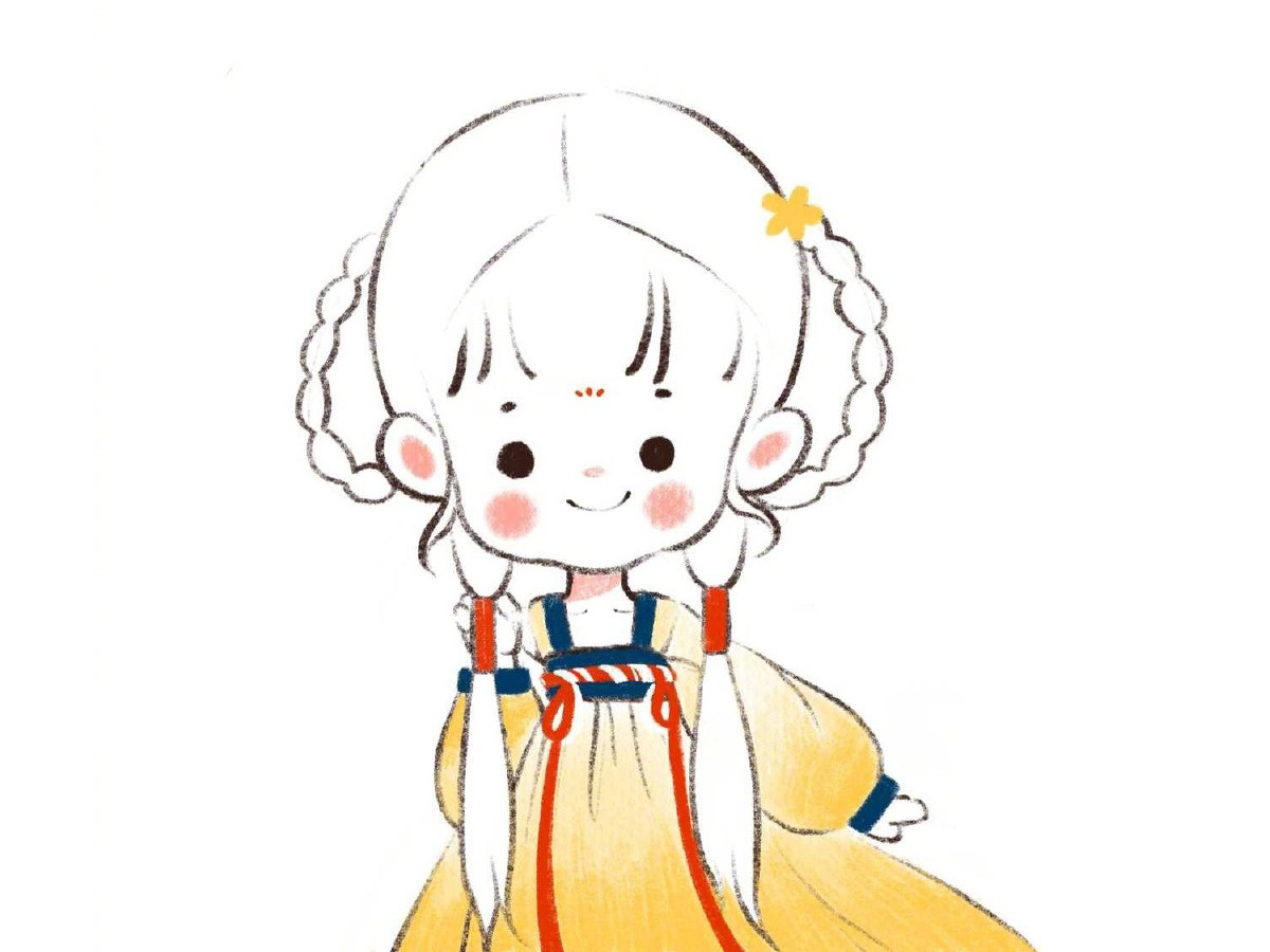 一组可爱的小女孩简笔画图片