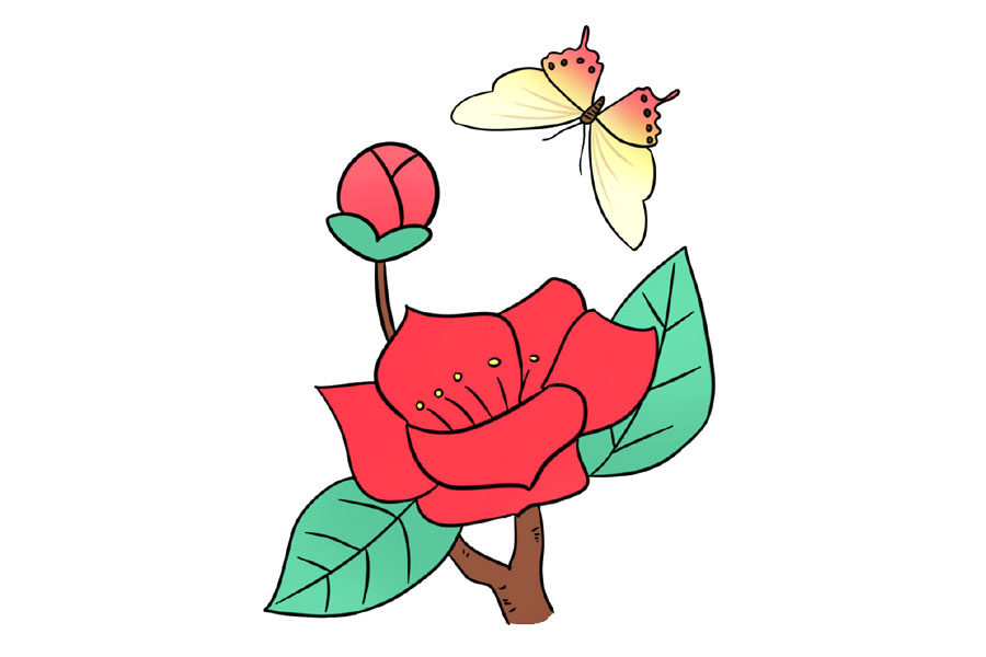 如何画树枝上漂亮的花朵
