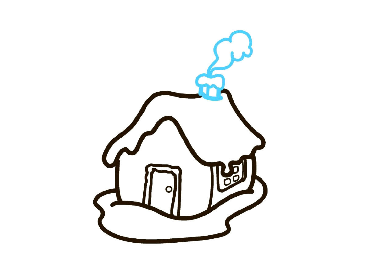 圣诞节雪屋简笔画画法步骤