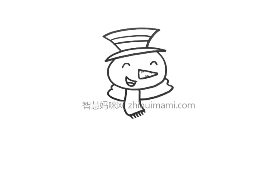 一步一步学画可爱雪人简笔画