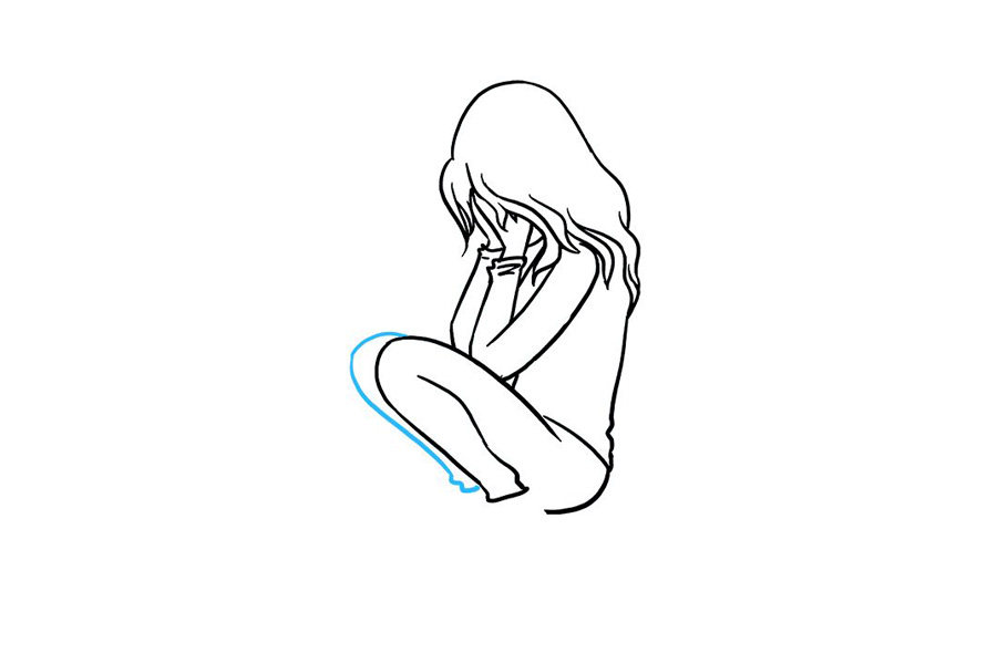 如何画一个伤心哭泣的女孩