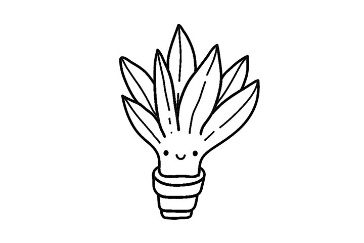 小型植物盆栽简笔画