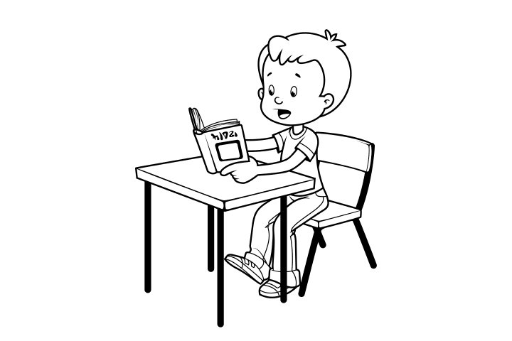 认真读书学习的小学生简笔画