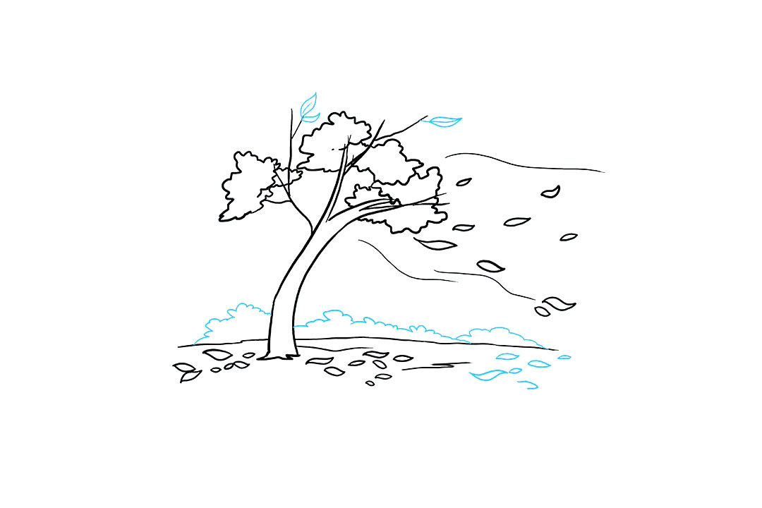 风吹落叶的画法