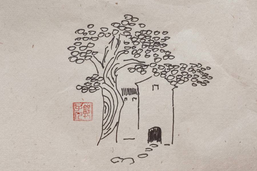秋天风景简笔画图片 云天收夏色，木叶动秋声
