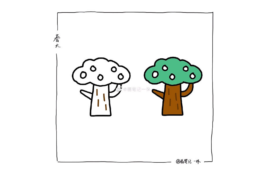 一组春天素材简笔画
