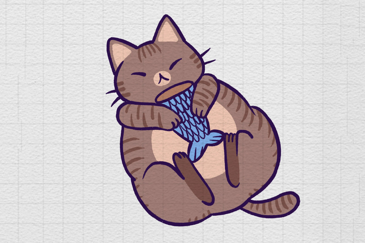 一组可爱的小猫简笔画图片