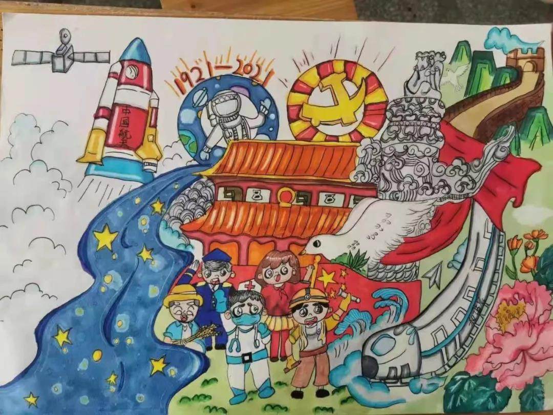 献礼党的生日主题绘画