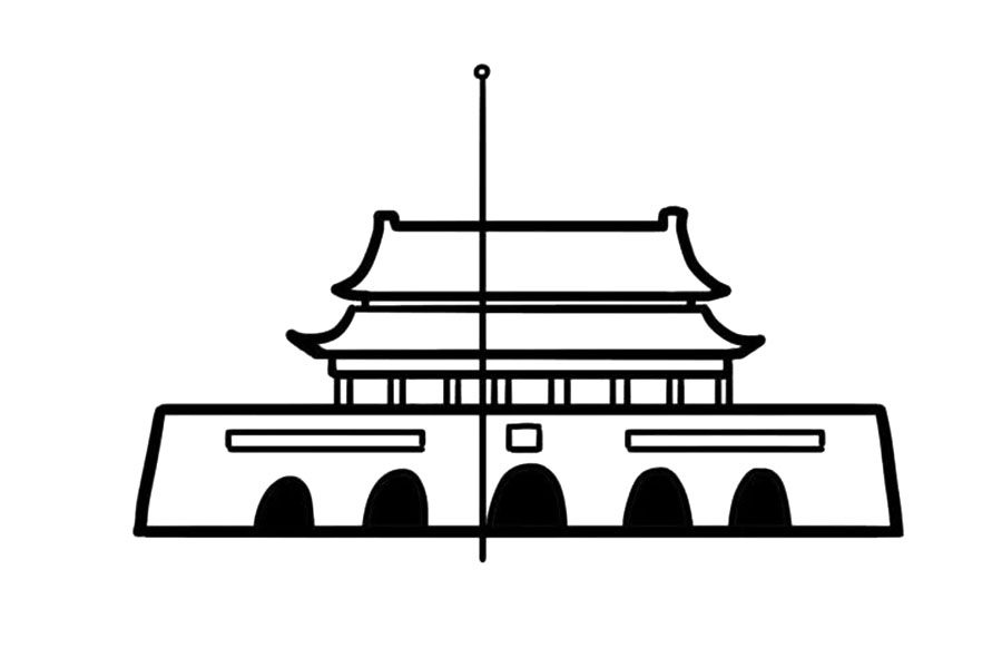 我爱北京天安门简笔画画法步骤