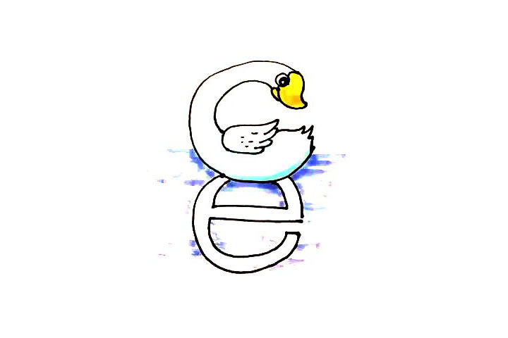 倒影鹅简笔画画法步骤