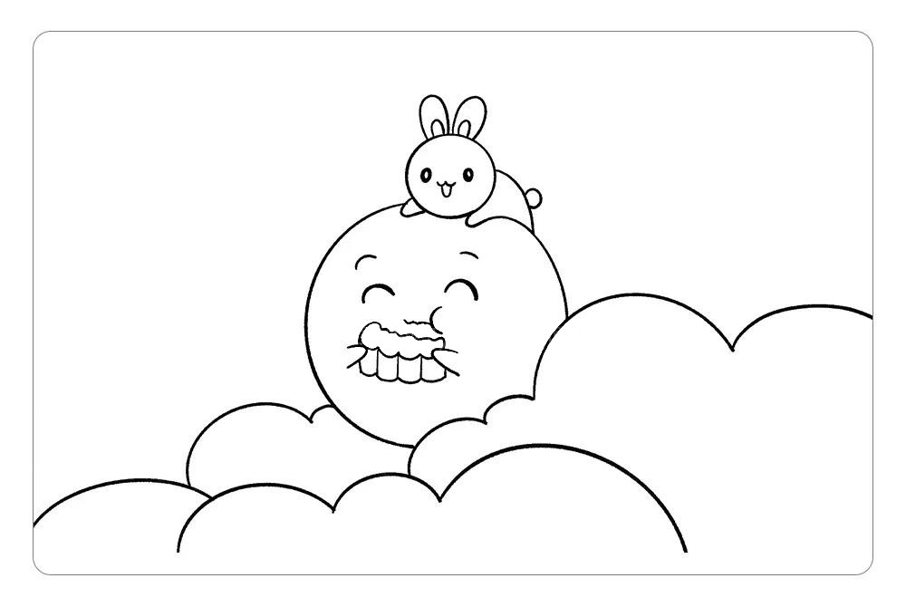 学画可爱的玉兔和月亮简笔画