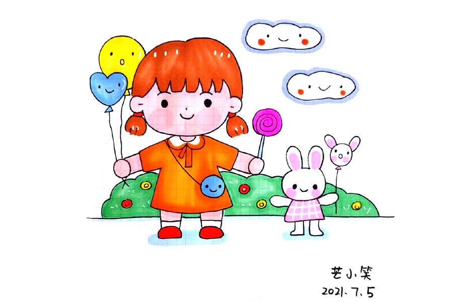 儿童节准备怎么过呢？游乐场是标配！游乐场里开心的小朋友简笔画