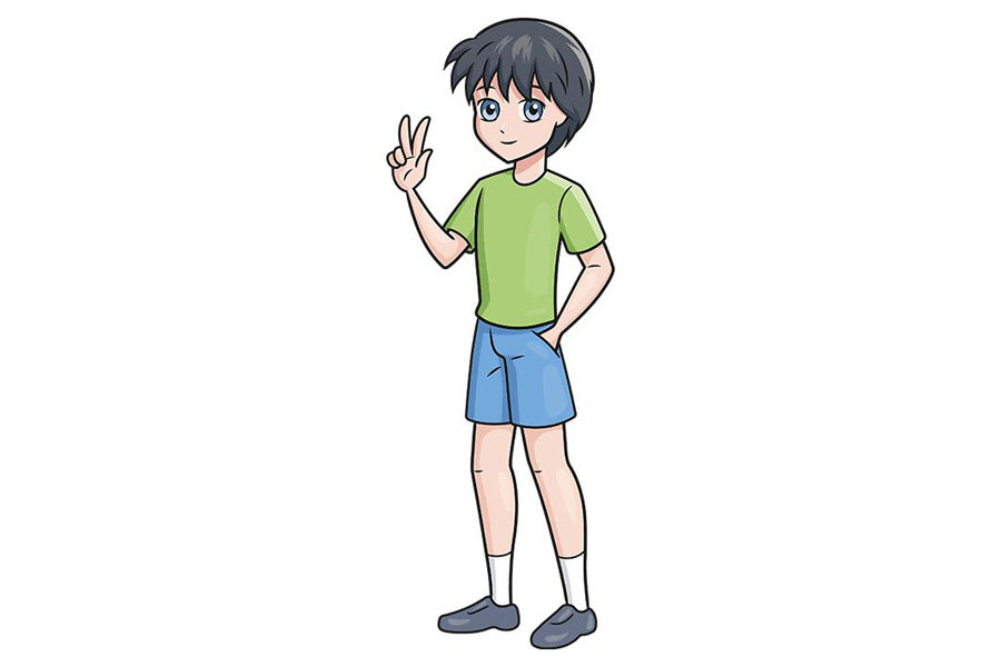 如何画一个动漫男孩的全身