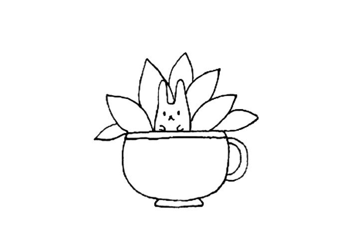 杯子盆栽简笔画教程