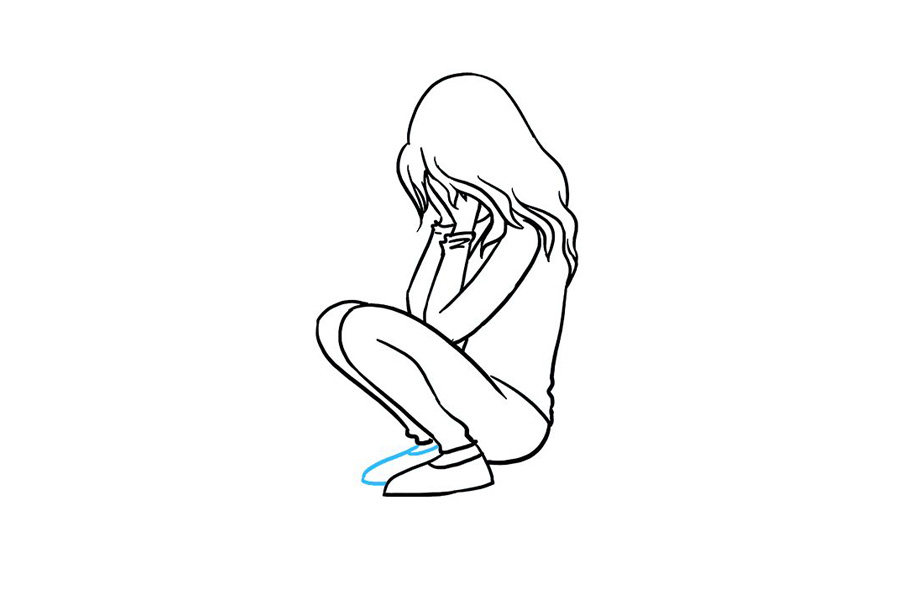 如何画一个伤心哭泣的女孩