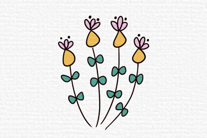 阳春三月漂亮的花朵简笔画图片