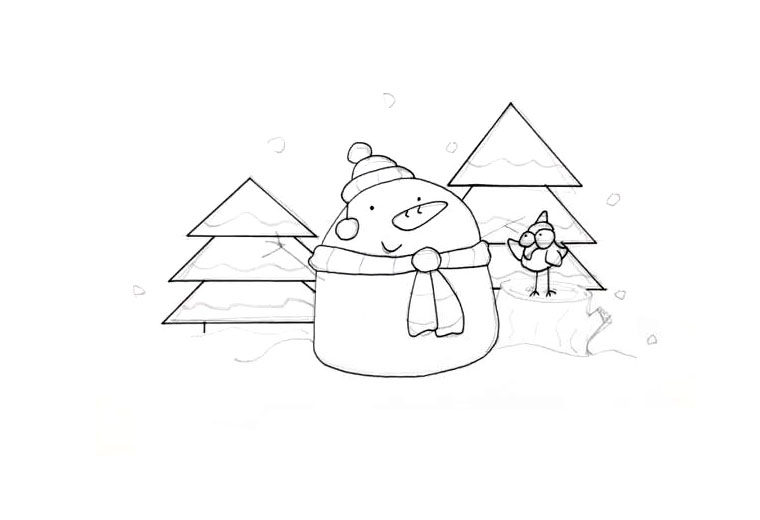 2022雪人的故事简笔画绘画教程