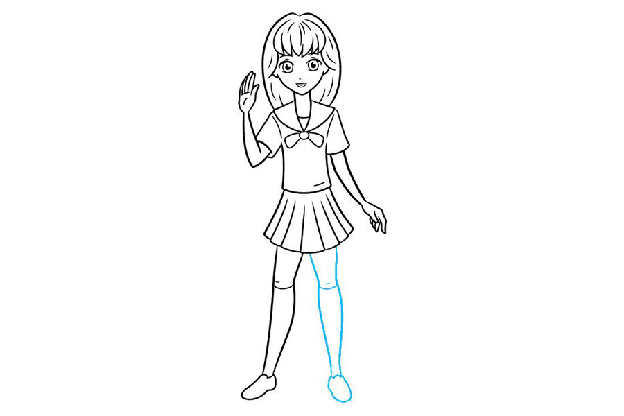 如何画一个动漫女学生