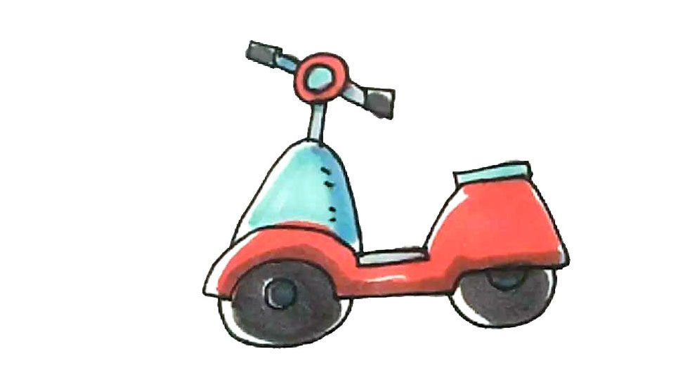 电动车简笔画画法步骤