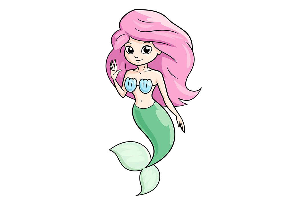 卡通美人鱼的画法