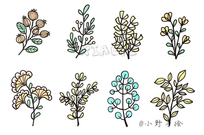草长莺飞 春天漂亮的花草简笔画图片