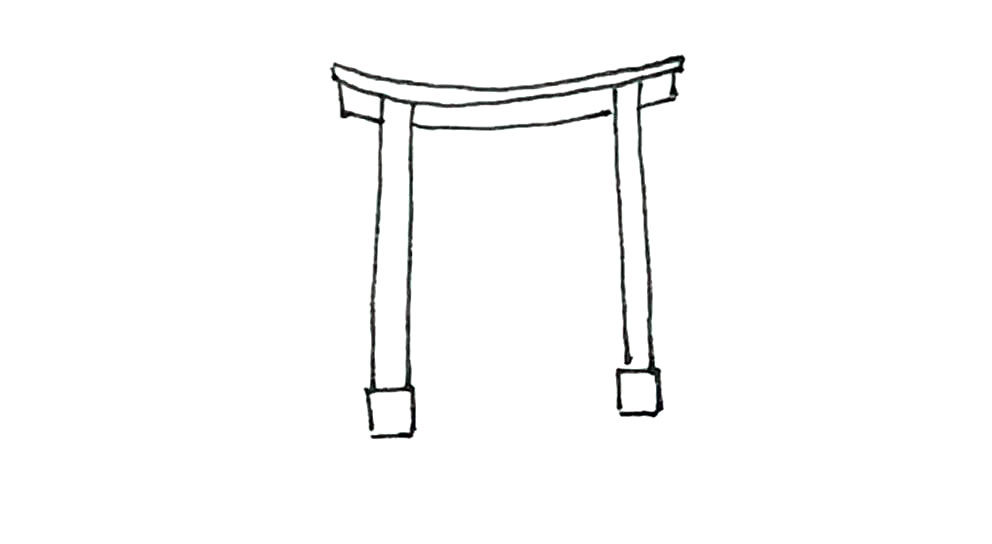 鸟居简笔画画法步骤