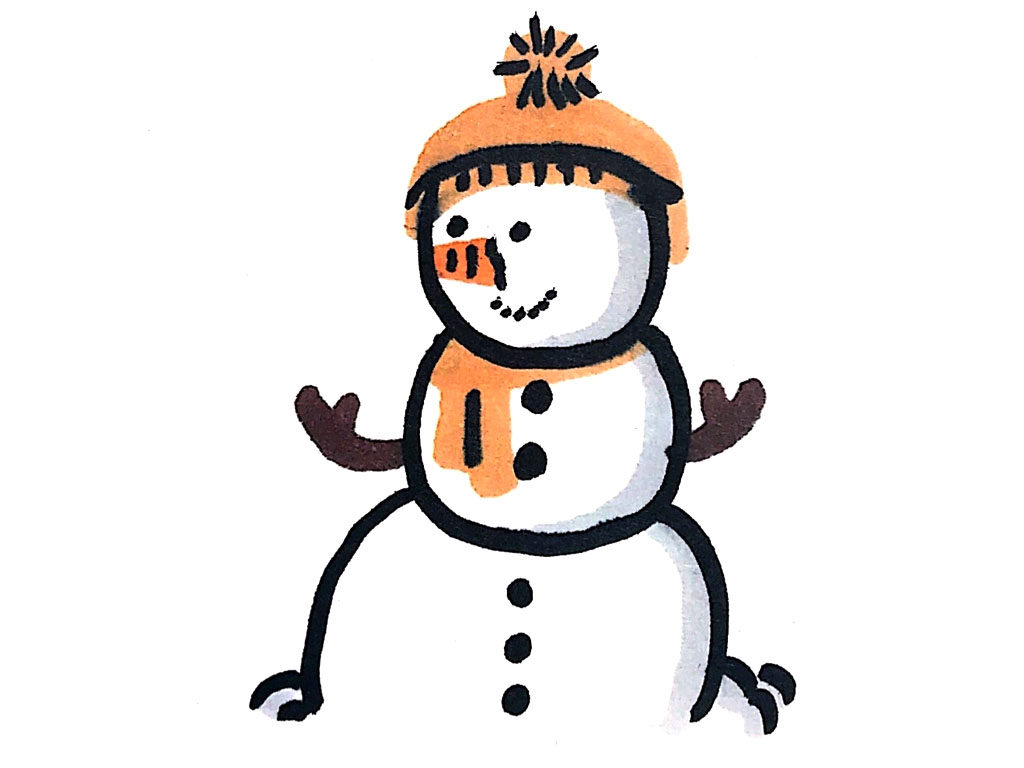 憨态可掬的小雪人简笔画