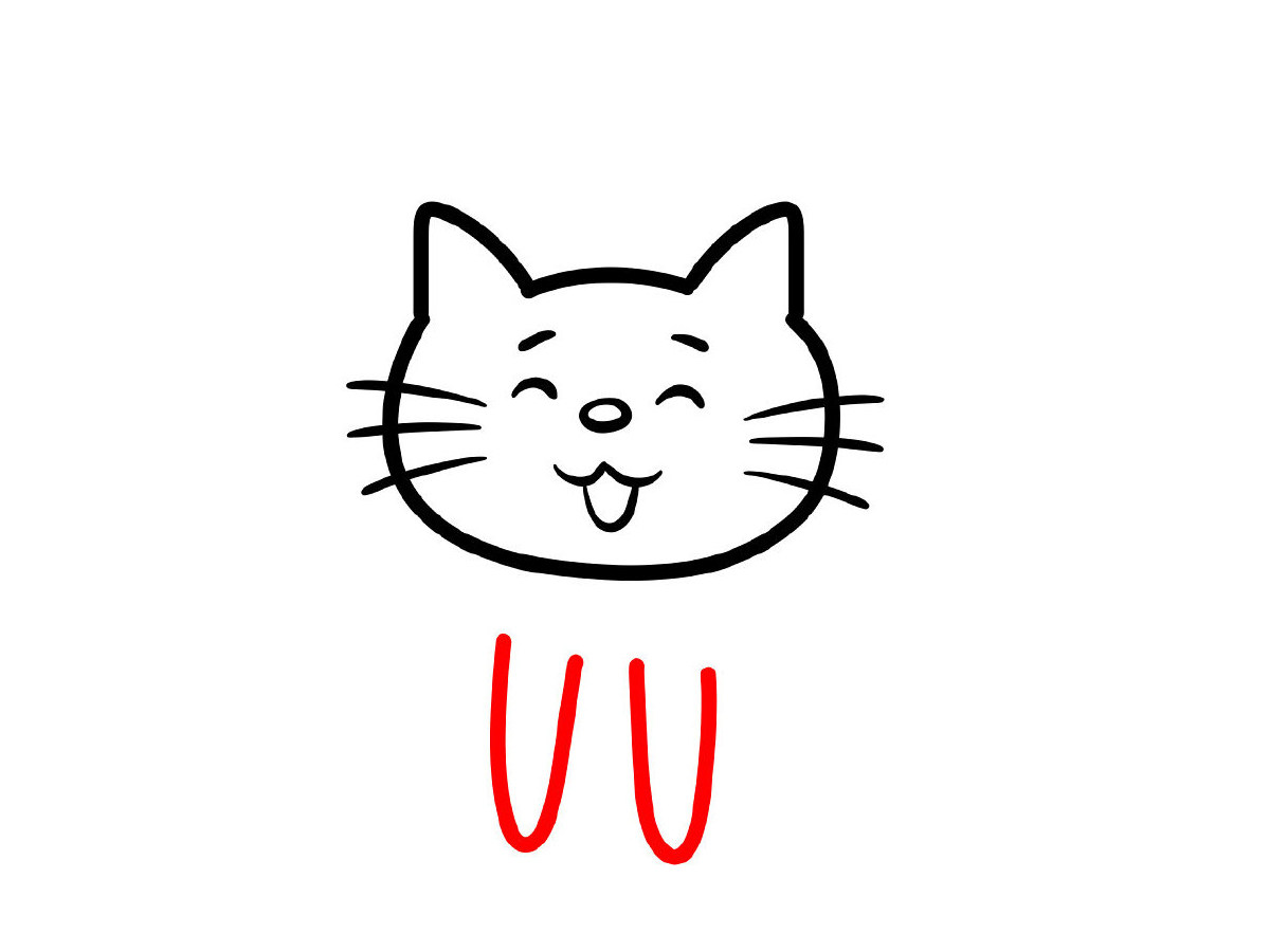 呆萌可爱的小猫简笔画画法步骤