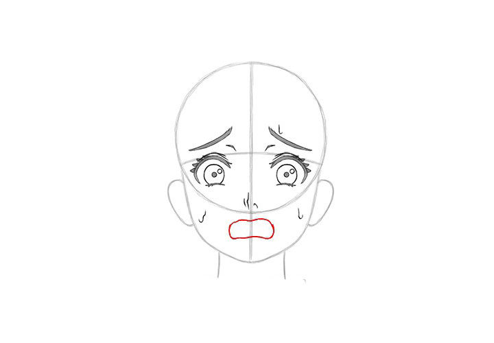 画短发女孩漫画-害怕表情的画法