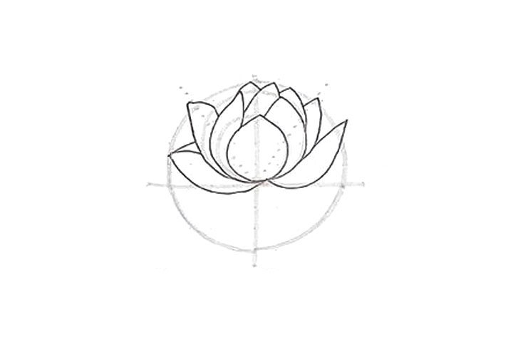 莲花花朵简笔画画法步骤