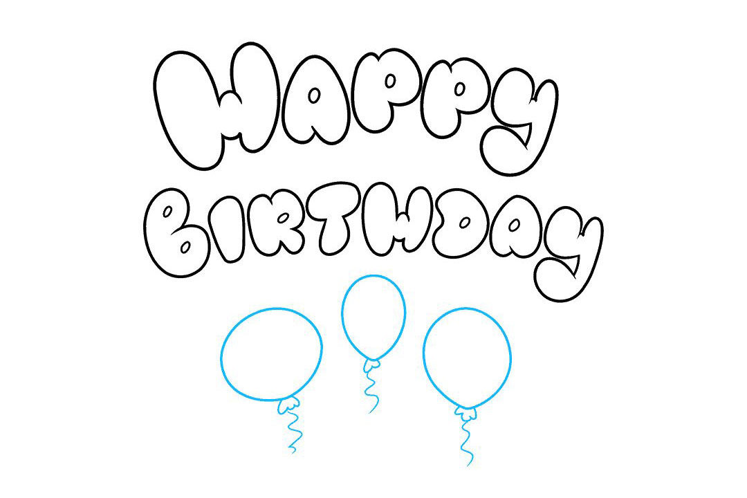 happy birthday艺术字怎么画