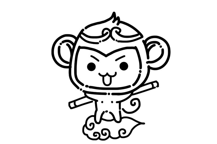可爱孙悟空简笔画画法步骤