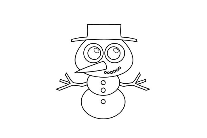 可爱雪人简笔画画法步骤