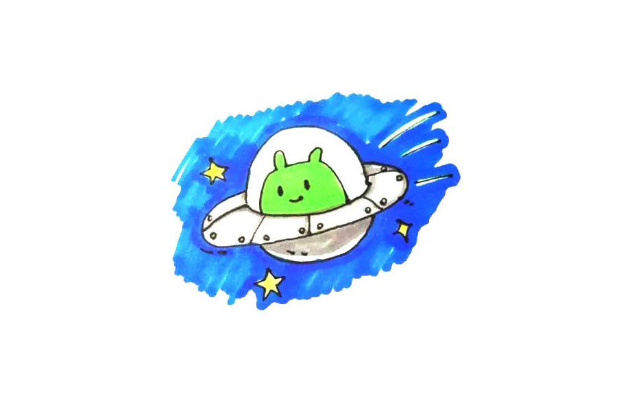 外星人UFO简笔画画法步骤
