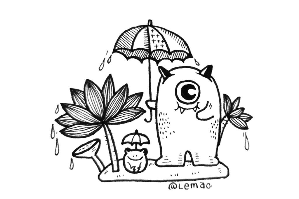 小怪兽的夏天简笔画图片