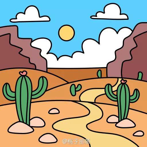 沙漠风景简笔画