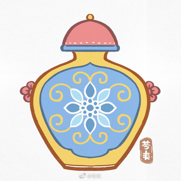 一组漂亮的鼻烟壶简笔画图片