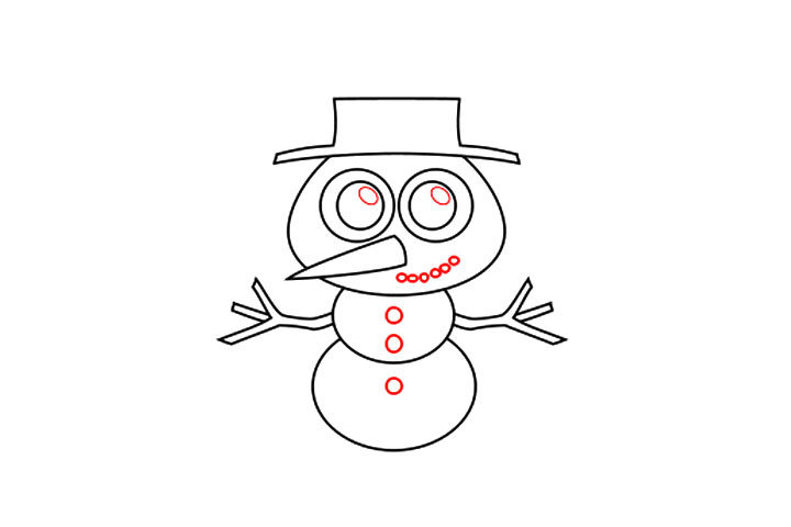 可爱雪人简笔画画法步骤